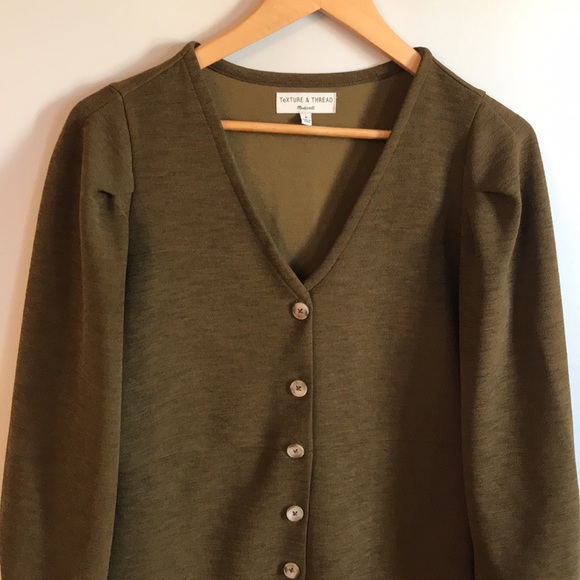 Madewell Texture & Thread Green Button Up Dress Medium - Picture 2 of 9